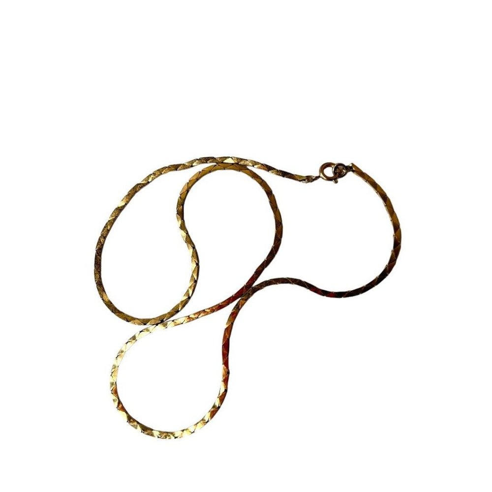 Vintage 1980s Flat Lay 17.5" Chain Necklace Goldtone Lobster Clasp - Picture 2 of 4